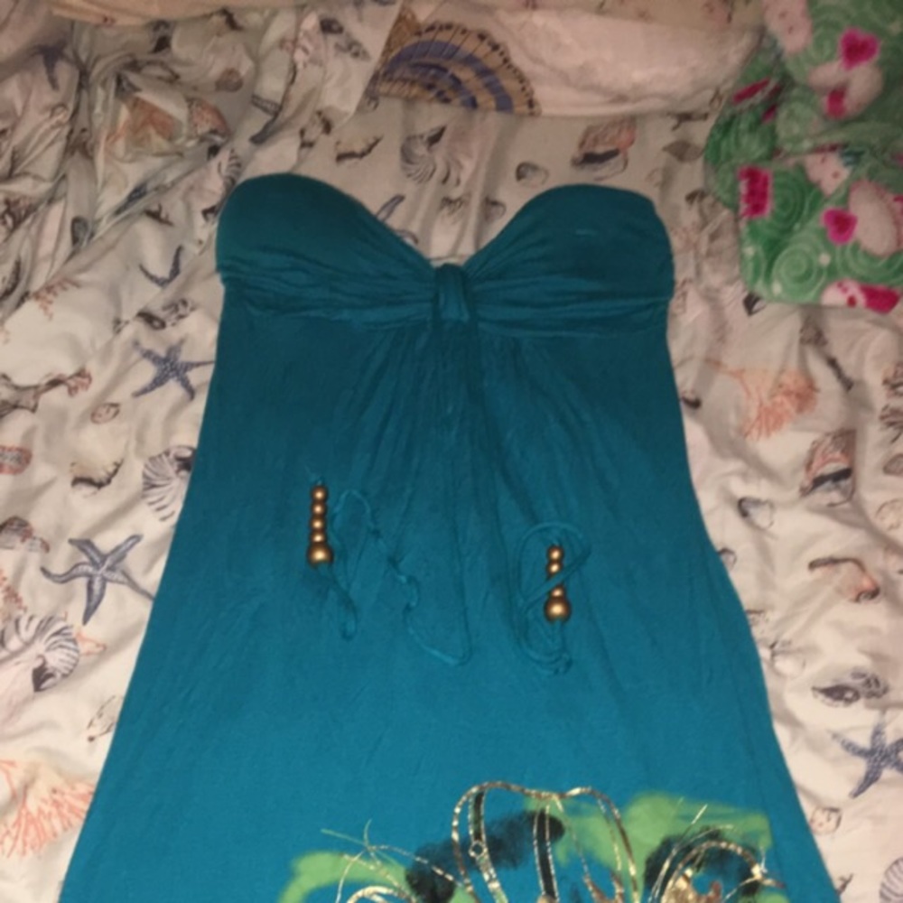 Teal maxi halter dress